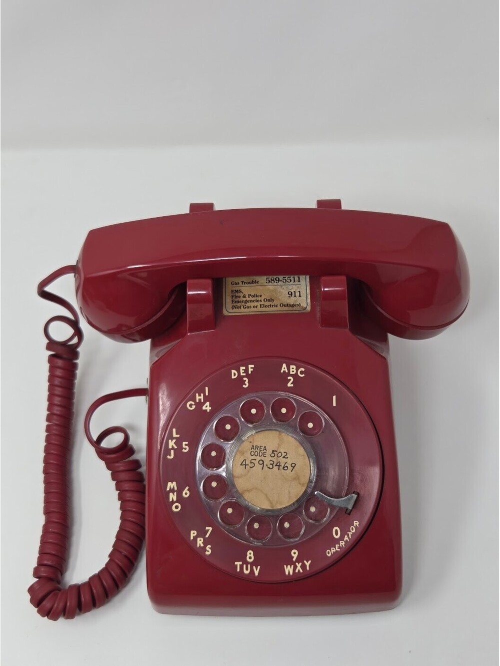 AT&T Cherry Red Rotary Desk Telephone Vintage Push Hook Dial Home Phone